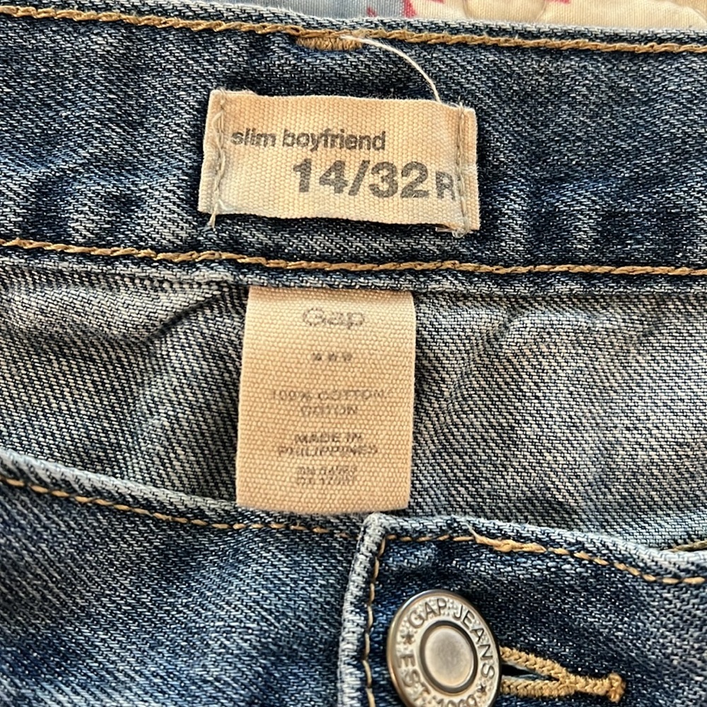 Gap slim boyfriend 14/32R jeans light wash straight leg like new jeans - Picture 3 of 7